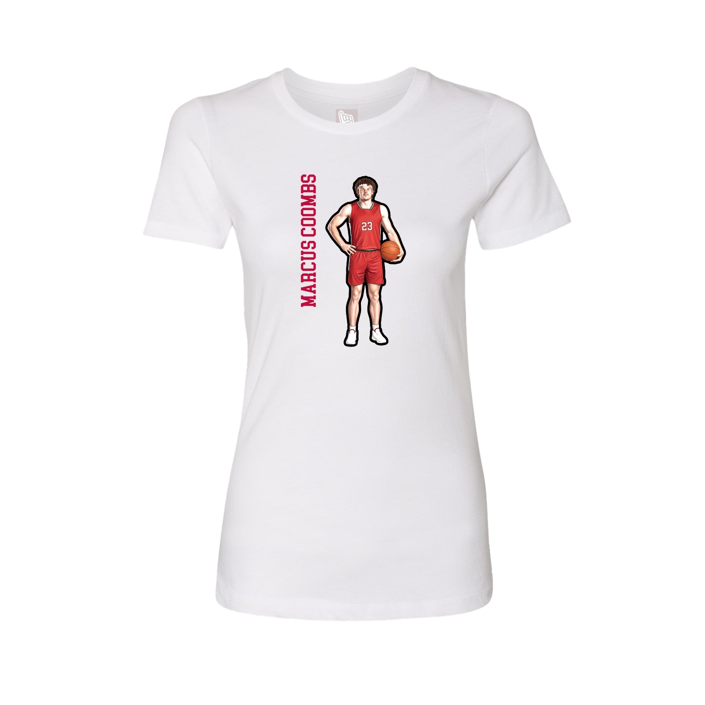 Womens Tee — Name Vertical in White