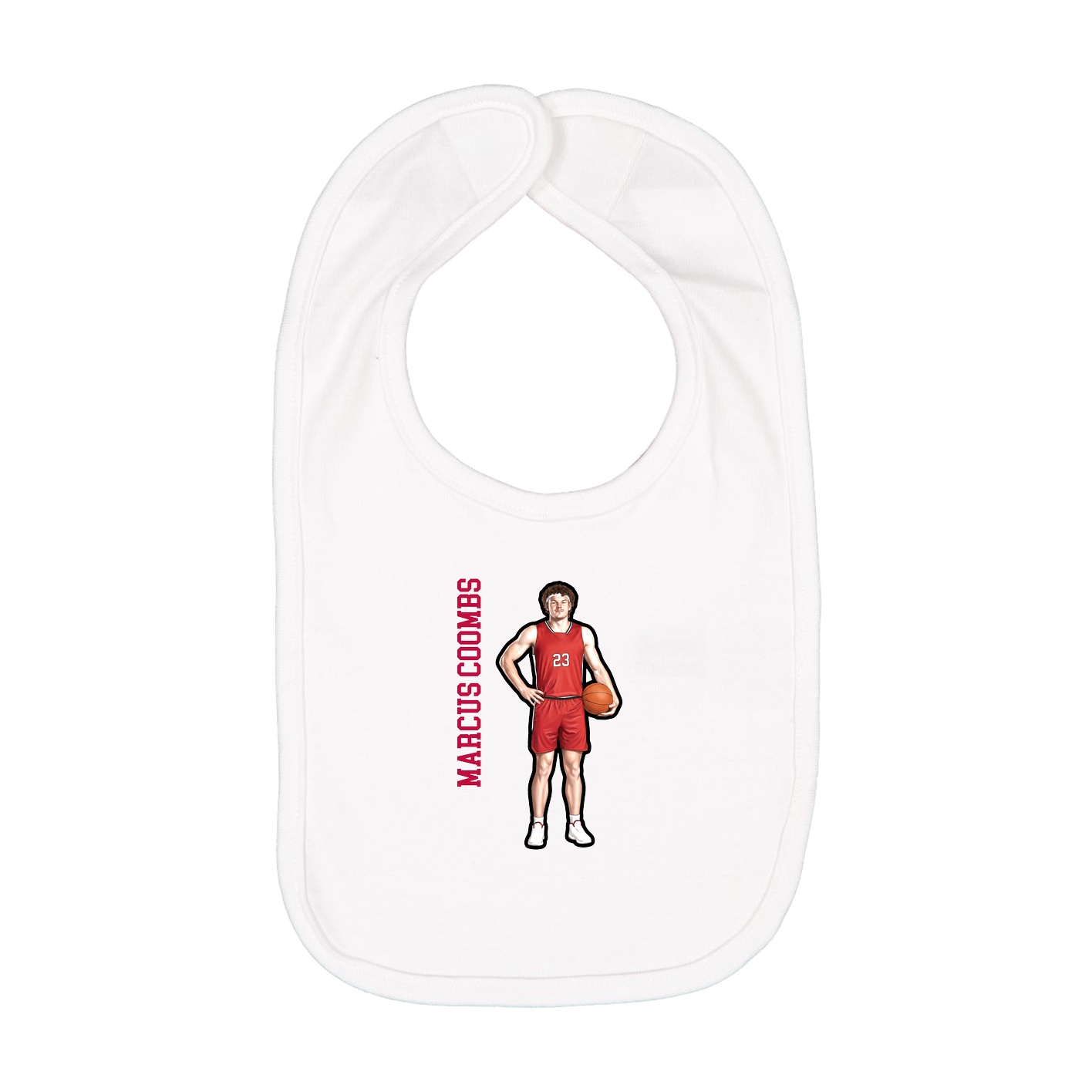 Infant Bib — Name Vertical in White