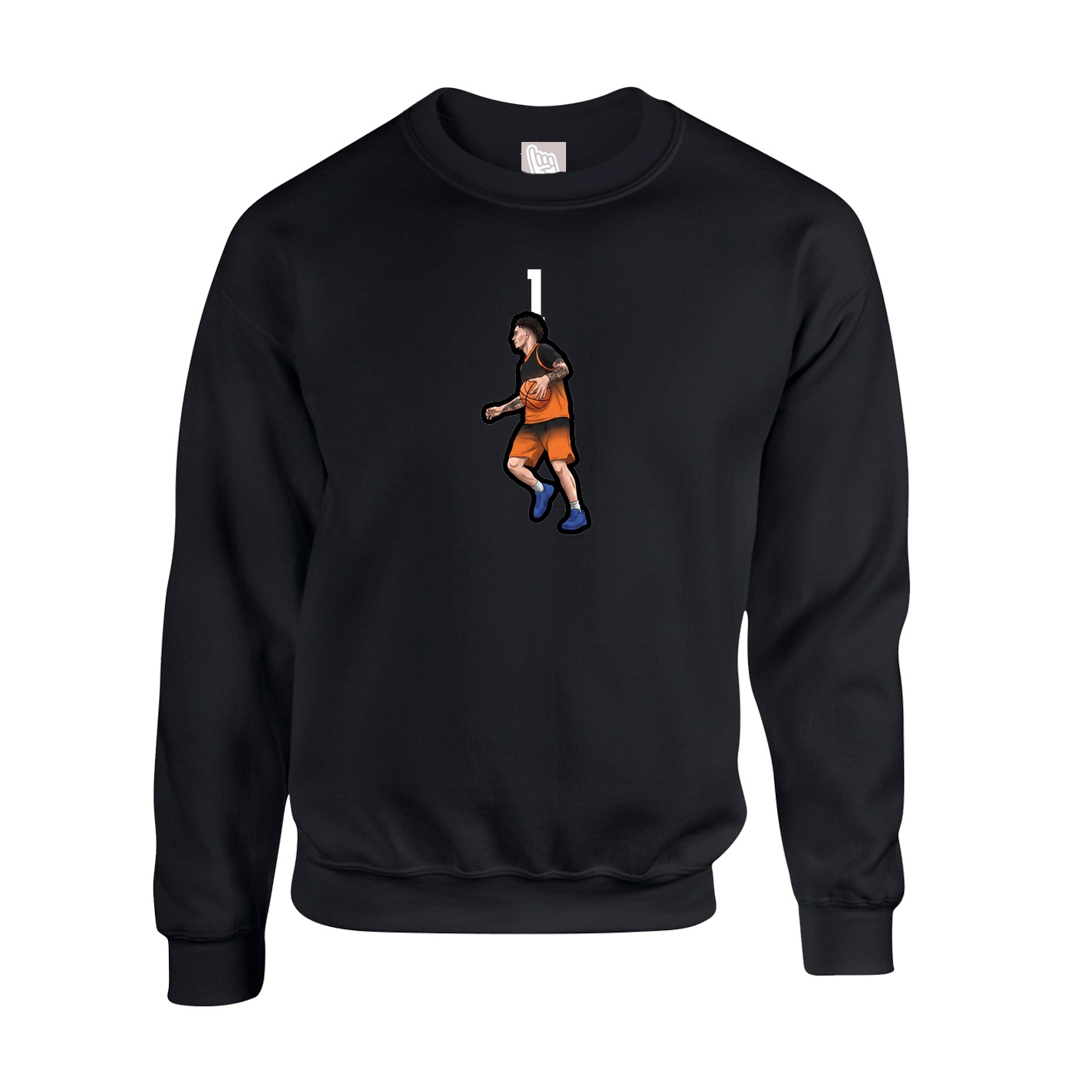Fleece Crew — Number Top in Black
