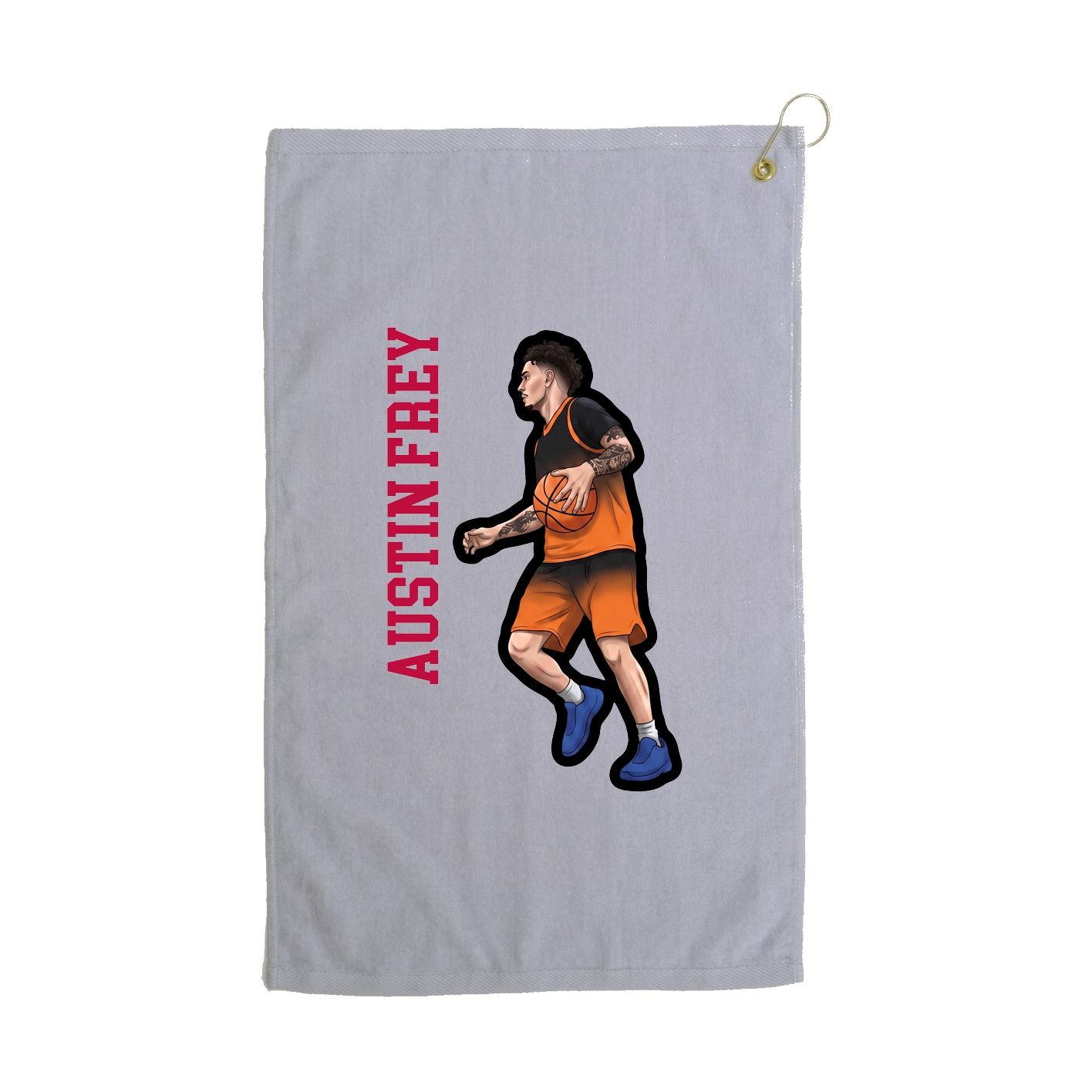 Golf Towel — Name Vertical in Grey