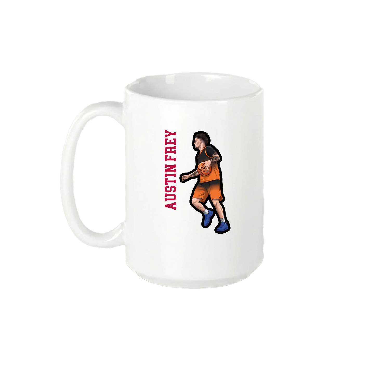 15oz Coffee Mug — Name Vertical in White