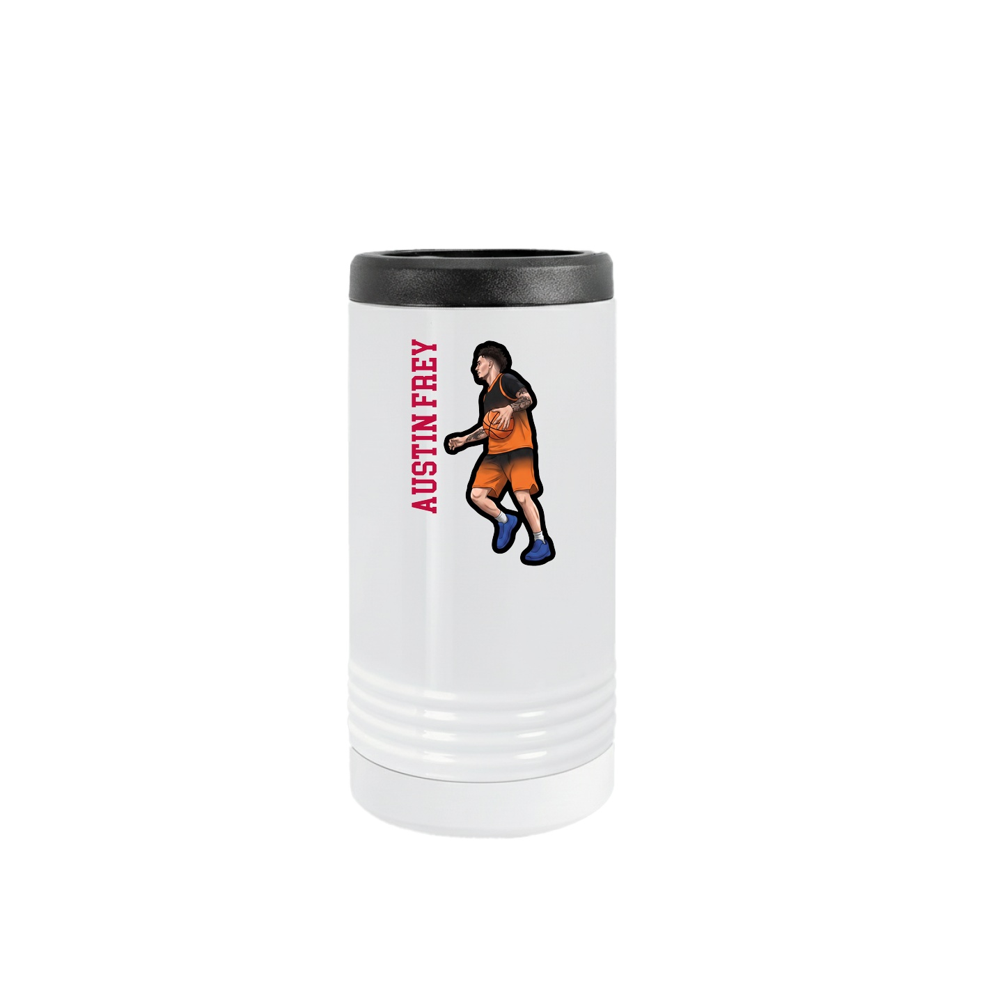 Slim Beverage Holder — Name Vertical in White