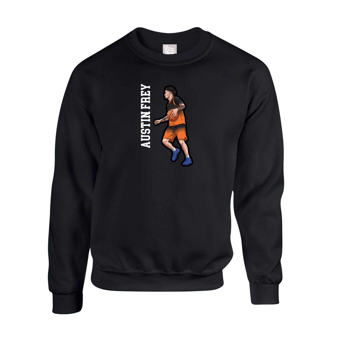 Fleece Crew — Name Vertical in Black