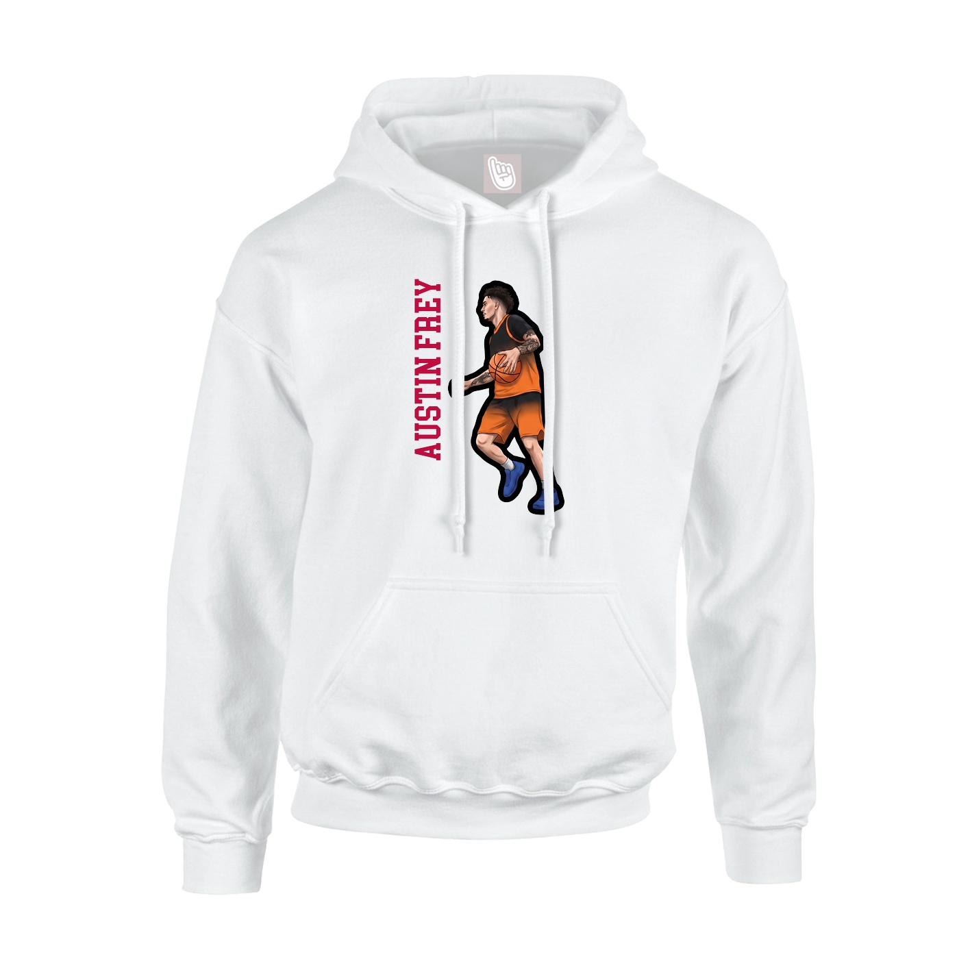 Youth Hoodie — Name Vertical in White