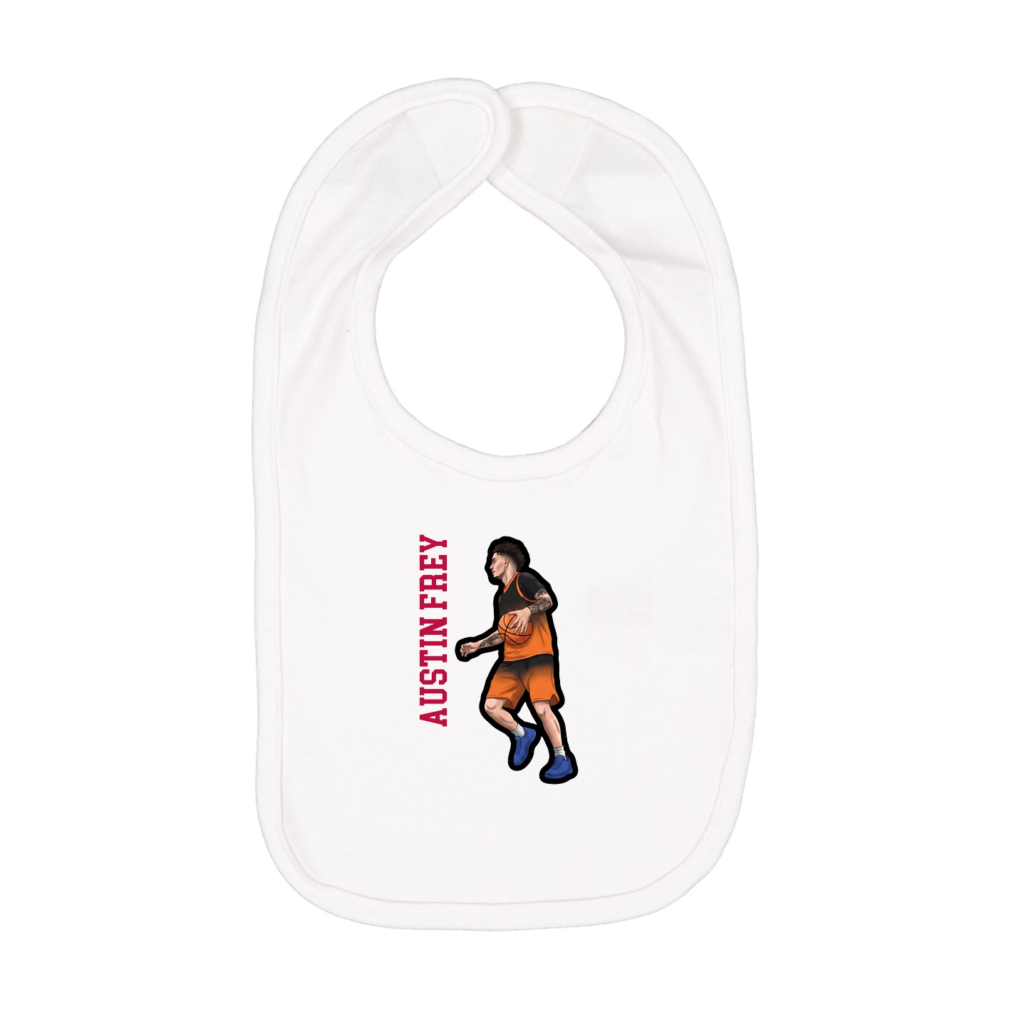 Infant Bib — Name Vertical in White