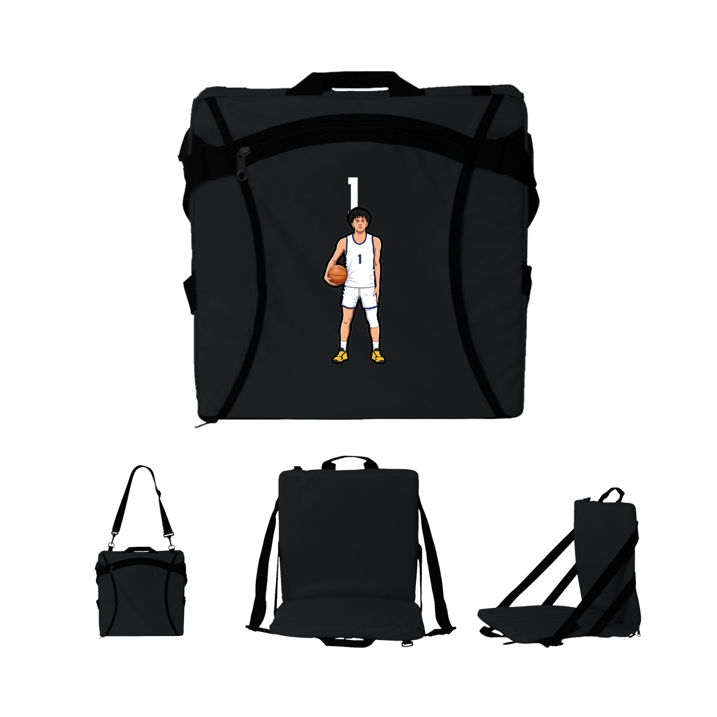 Folding Stadium Seat — Number Top in Black