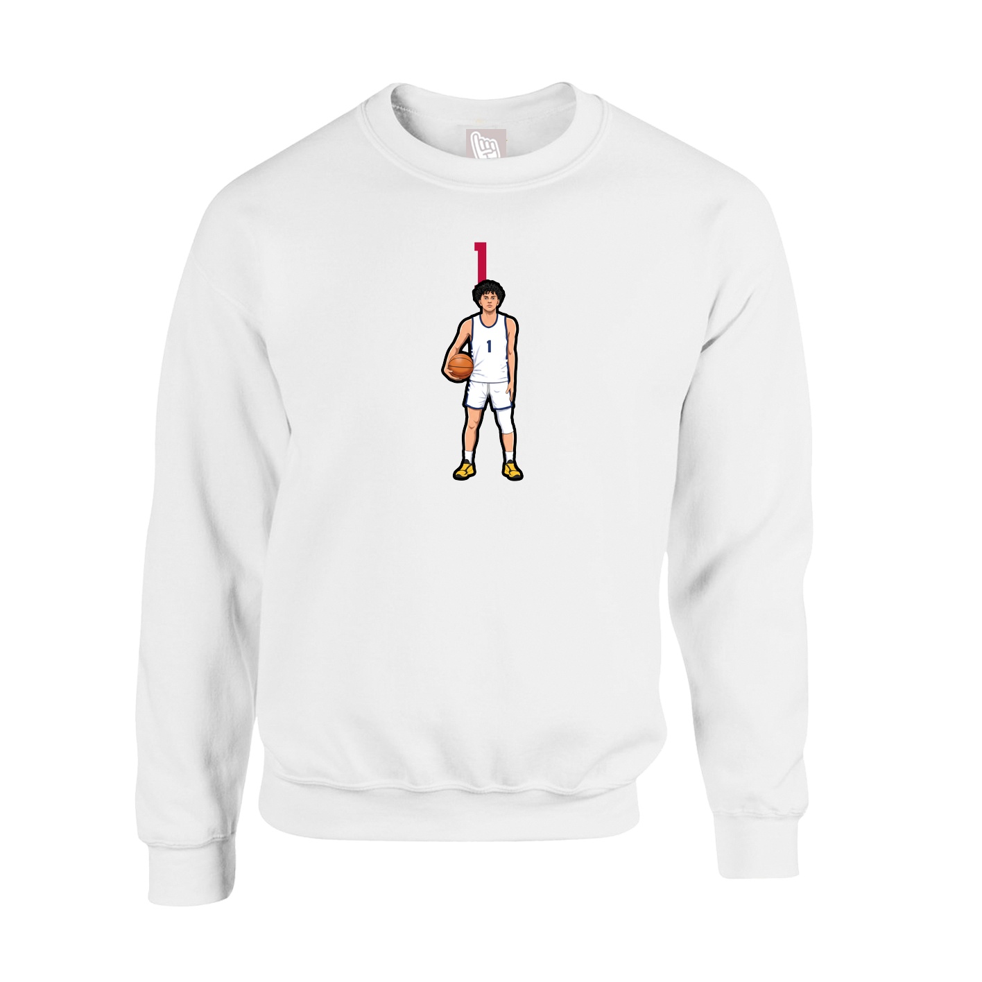 Fleece Crew — Number Top in White