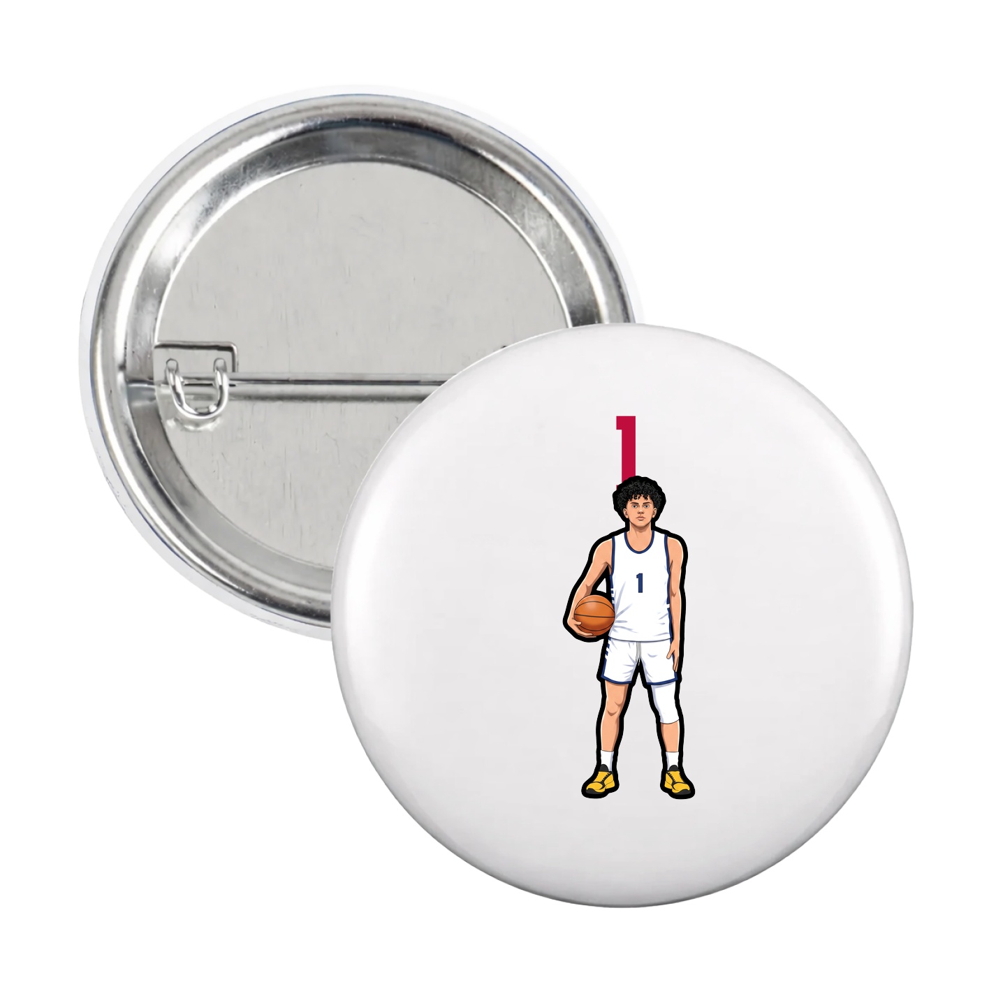 Game Day Button — Number Top in White