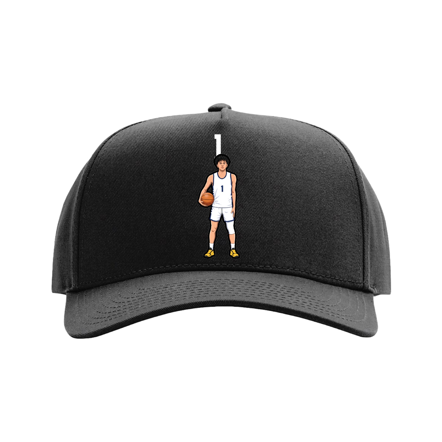 Full Fabric Five-Panel Champ Cap — Number Top in Black