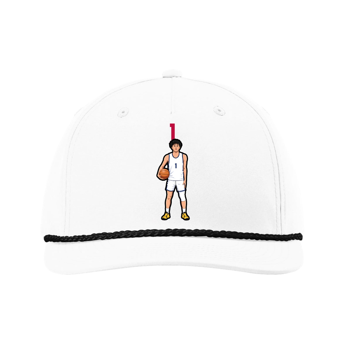 Five-Panel Classic Rope Cap — Number Top in White