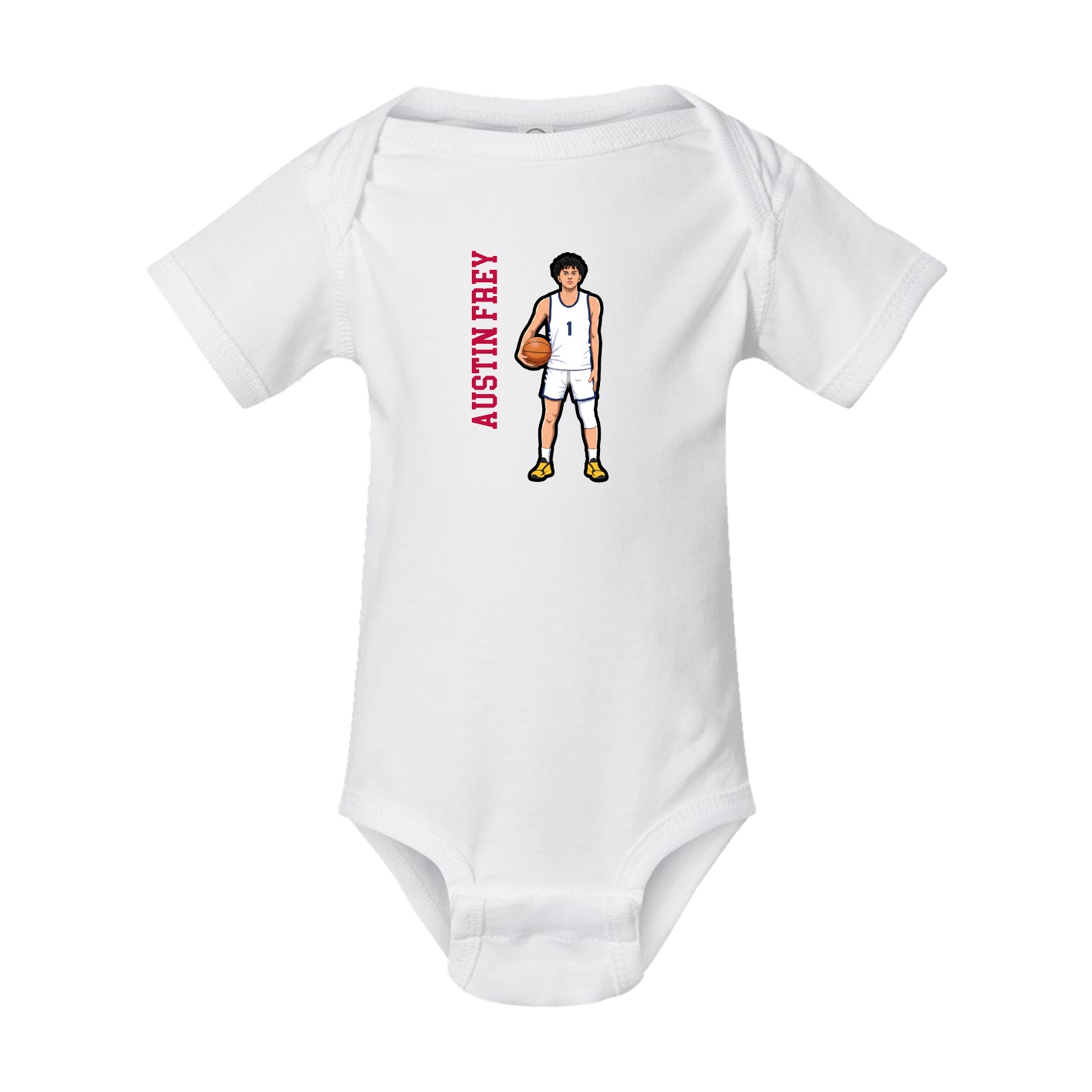 Baby Onesie — Name Vertical in White