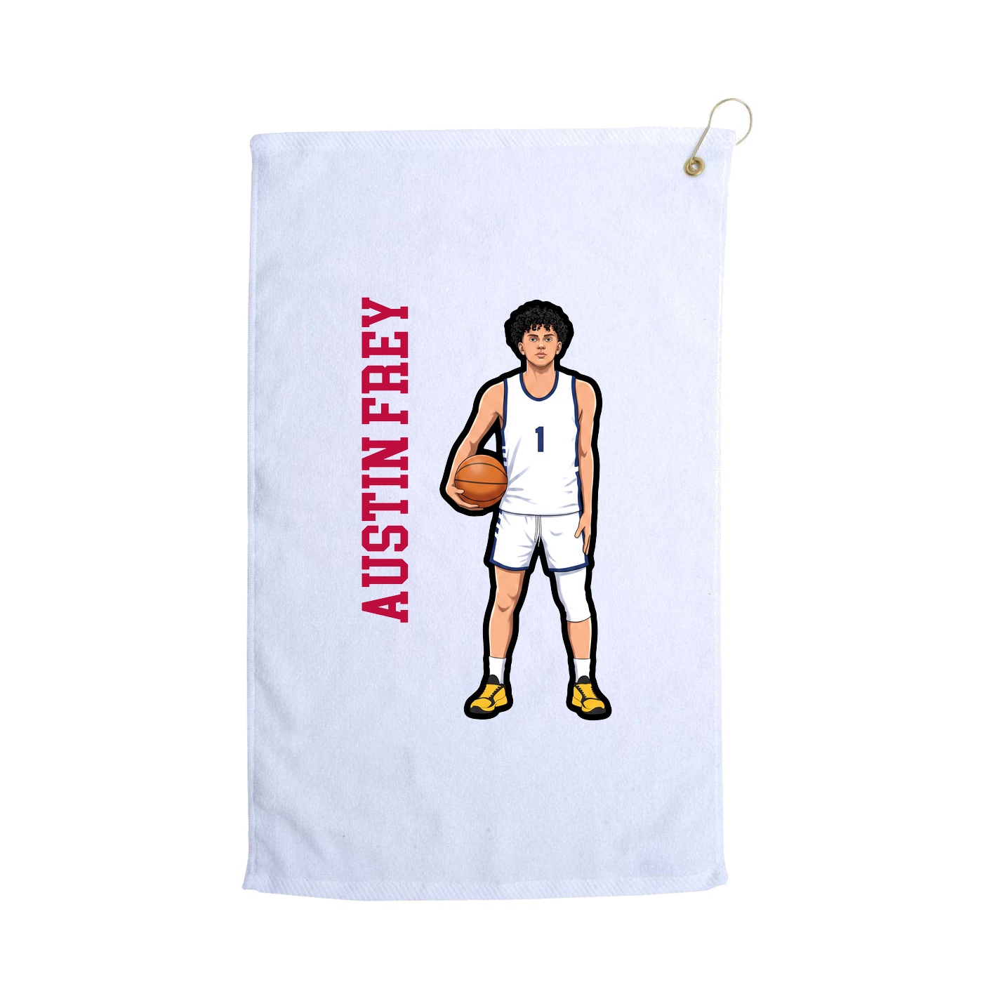 Golf Towel — Name Vertical in White