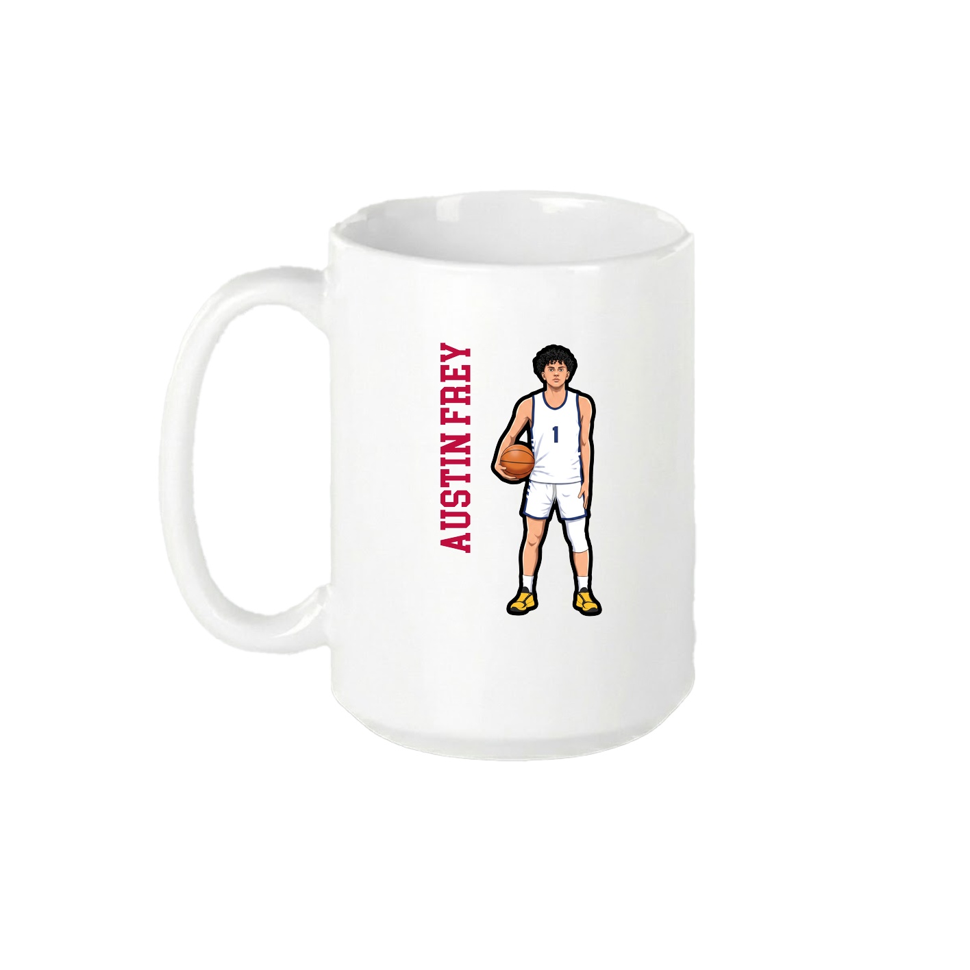 15oz Coffee Mug — Name Vertical in White