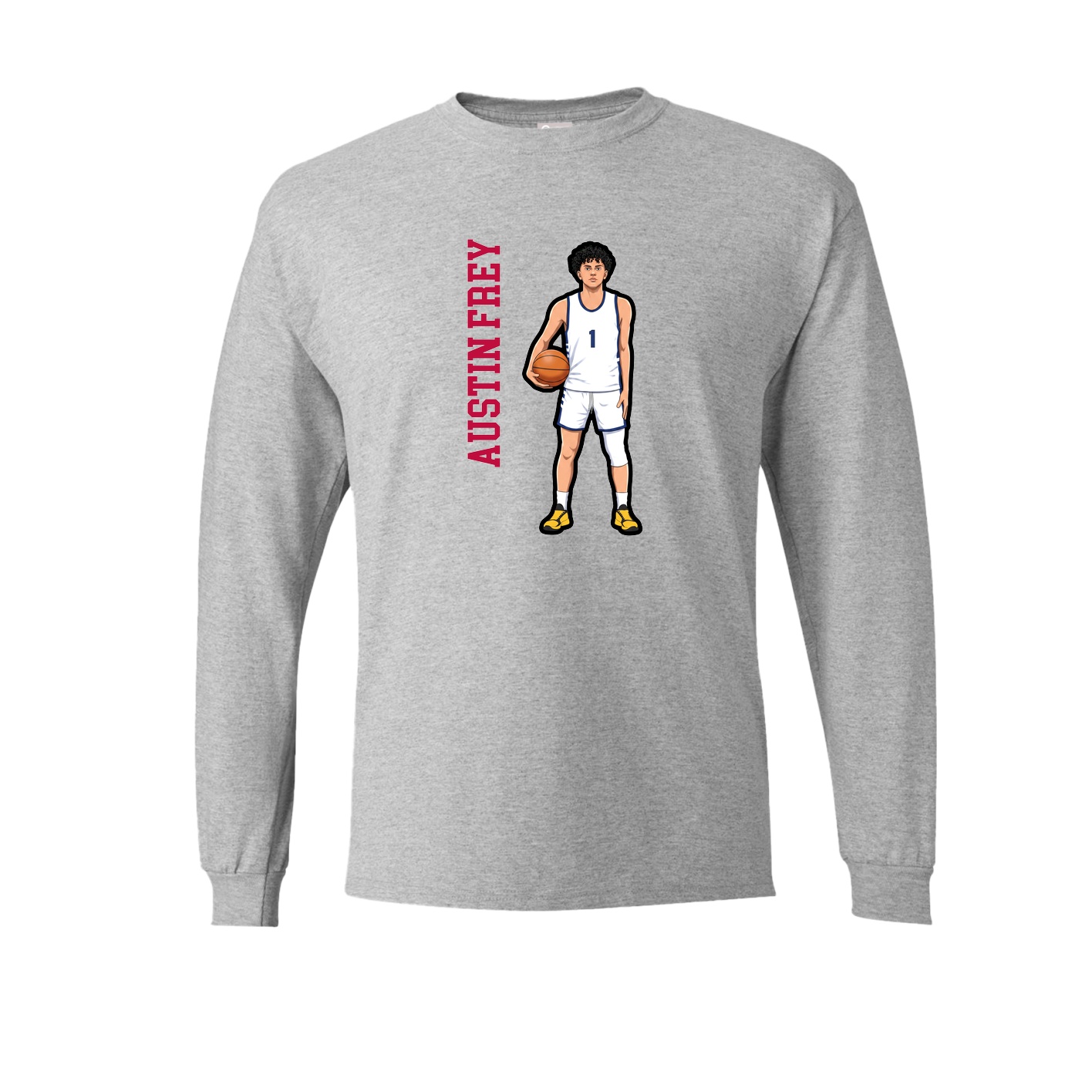 Long Sleeve Tee — Name Vertical in Grey