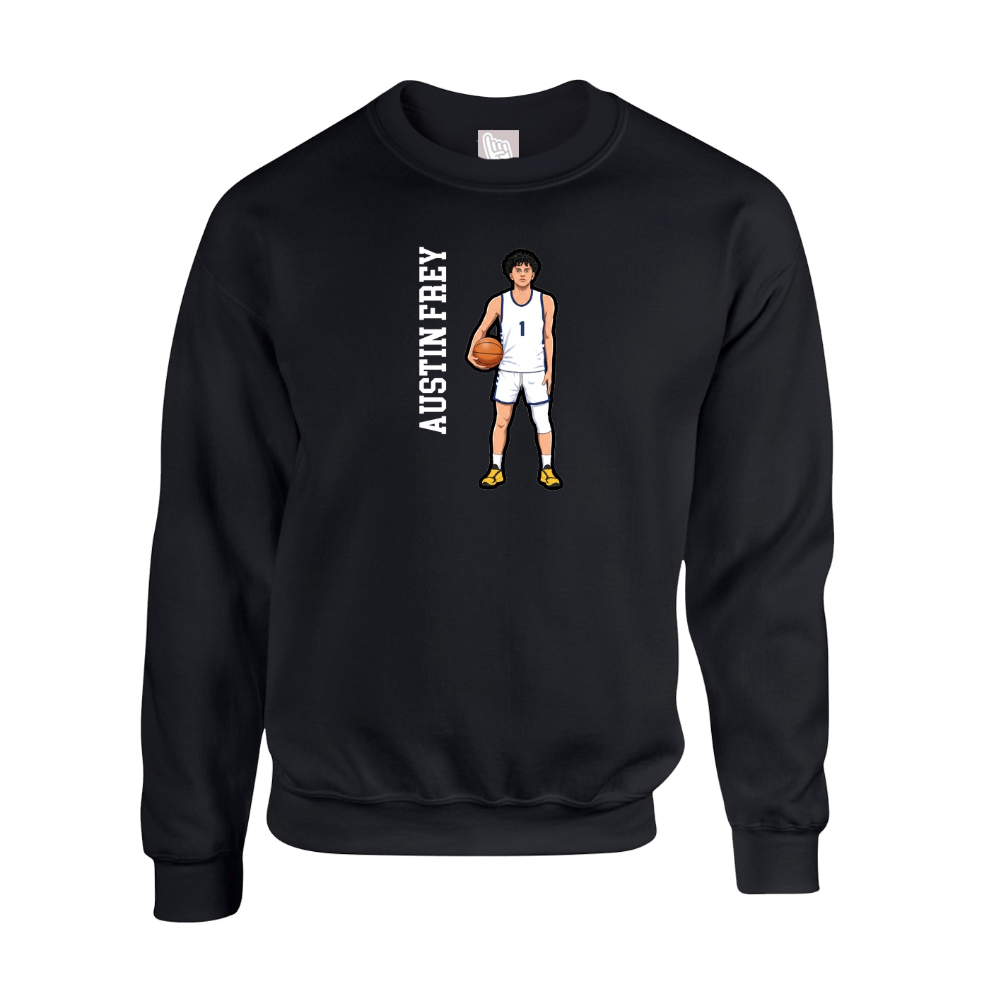 Fleece Crew — Name Vertical in Black