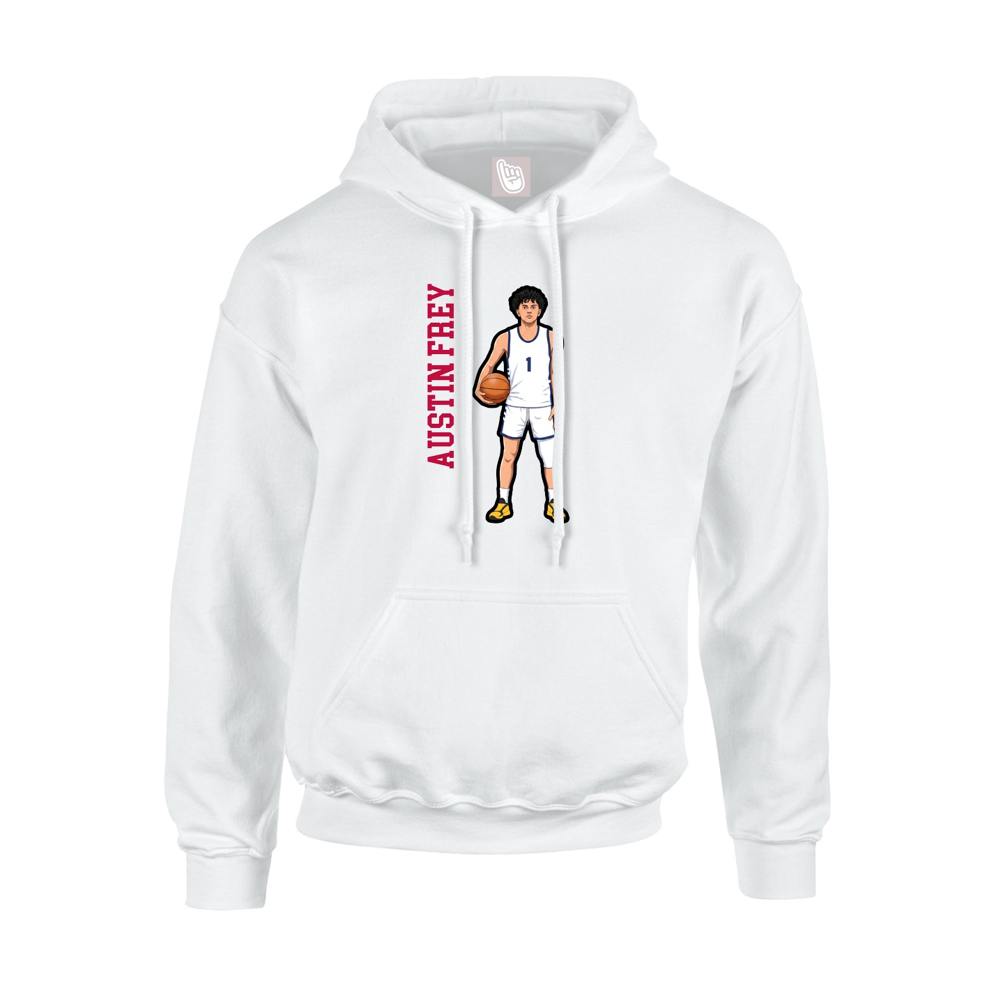 Youth Hoodie — Name Vertical in White