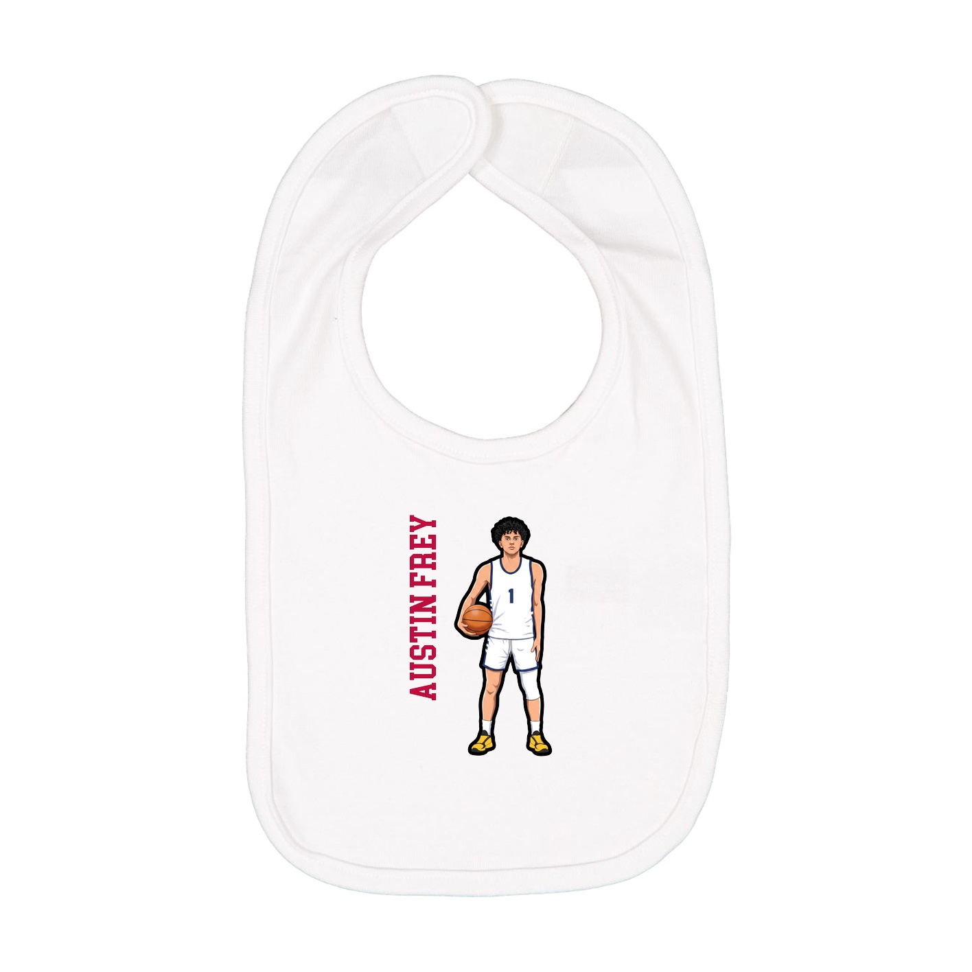 Infant Bib — Name Vertical in White