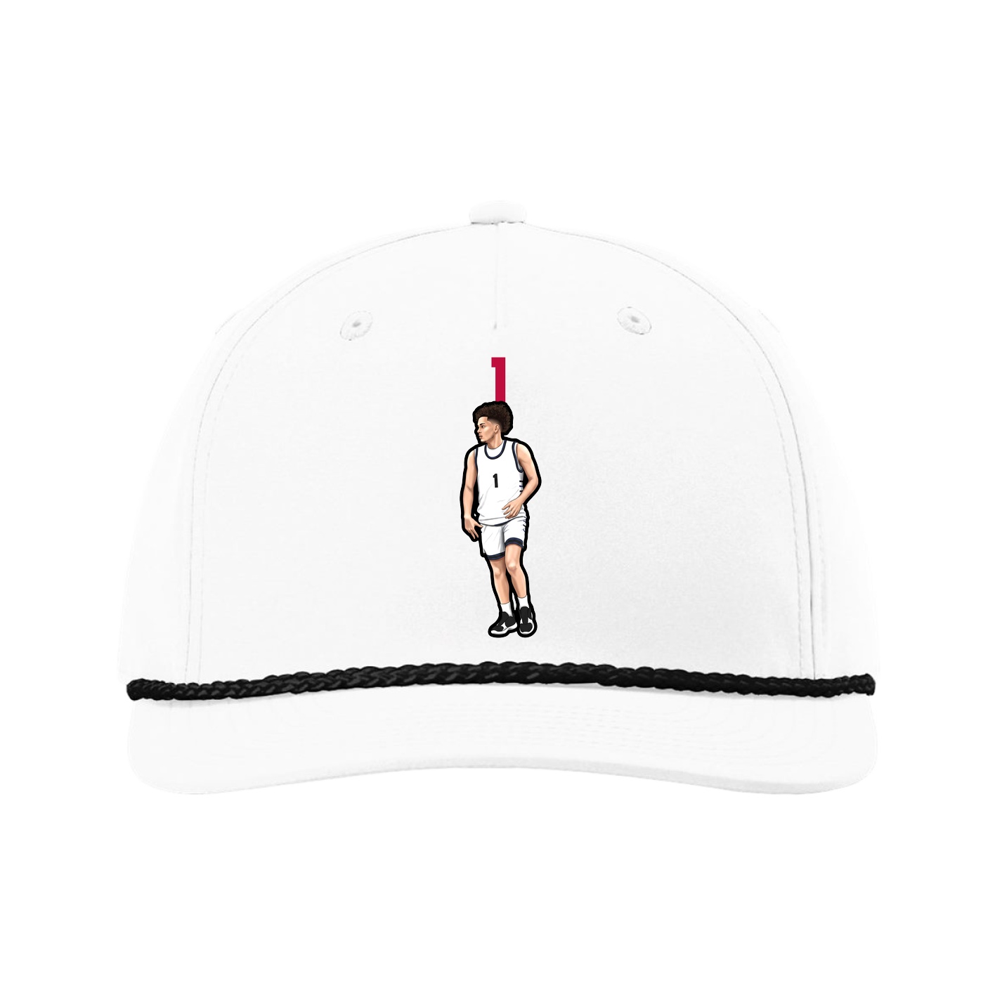 Five-Panel Classic Rope Cap — Number Top in White