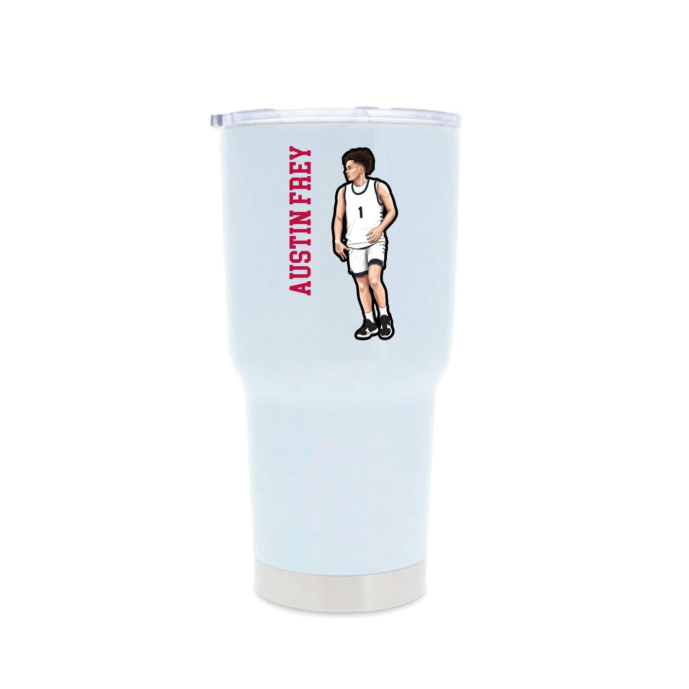 30oz Stainless Steel Tumbler — Name Vertical in White