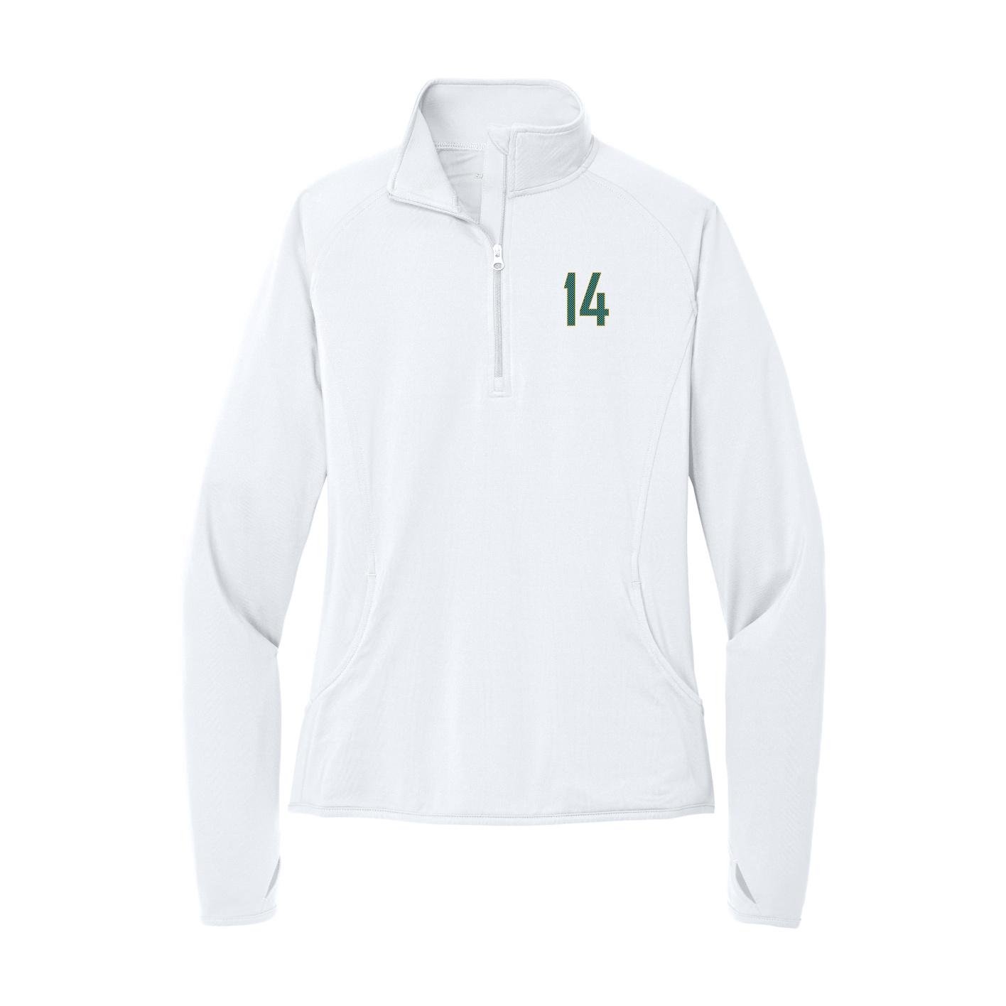 Women's Q-Zip Pullover — Front Shirsy in White