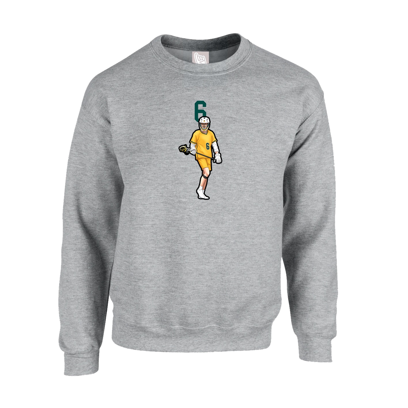 Fleece Crew — Number Top in Grey