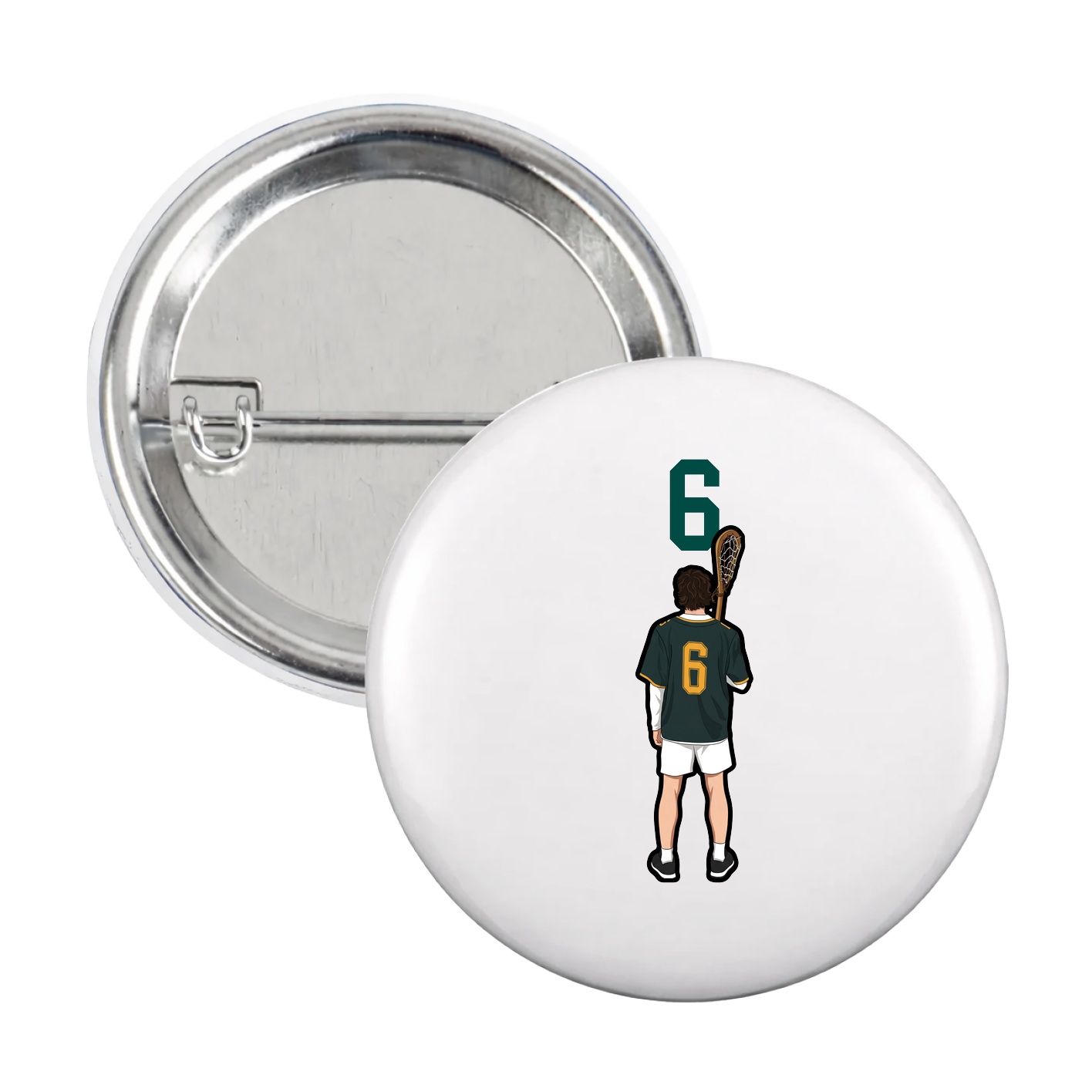 Game Day Button — Number Top in White