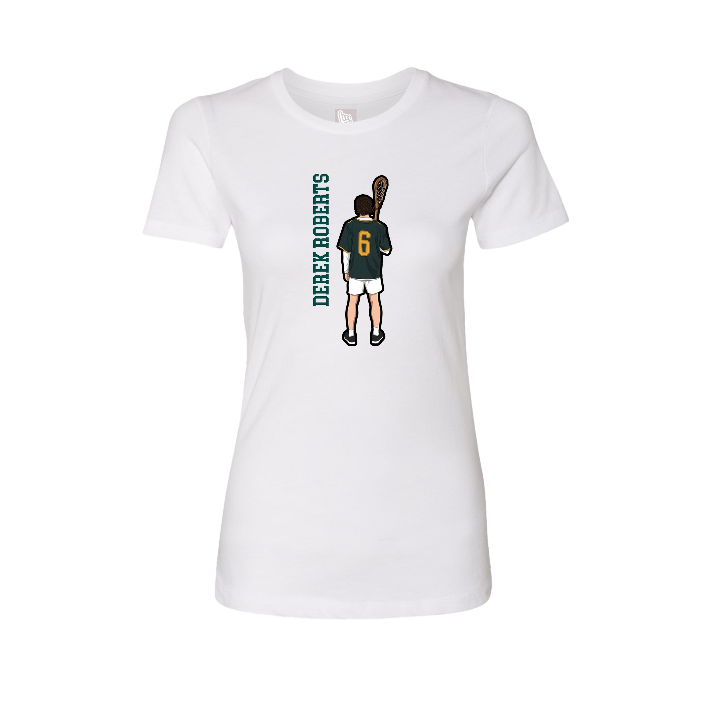 Fitted Women's Tee — Name Vertical in White