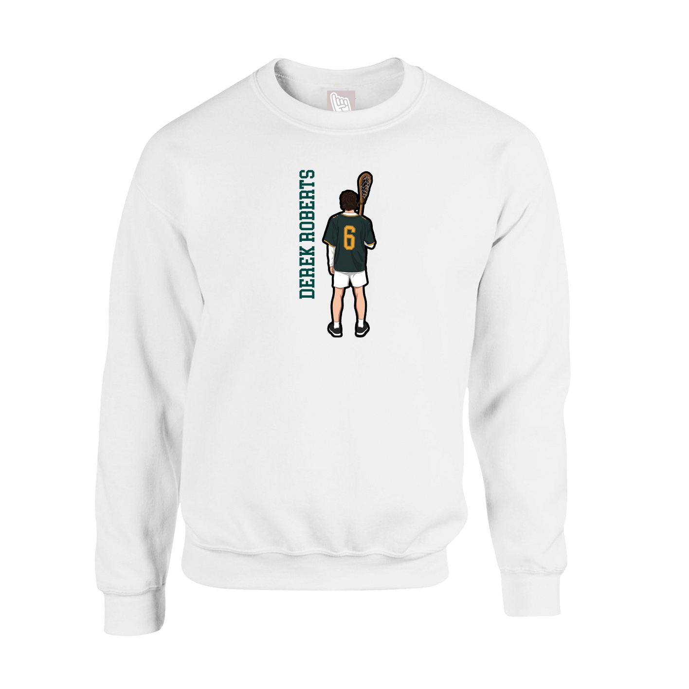 Fleece Crew — Name Vertical in White
