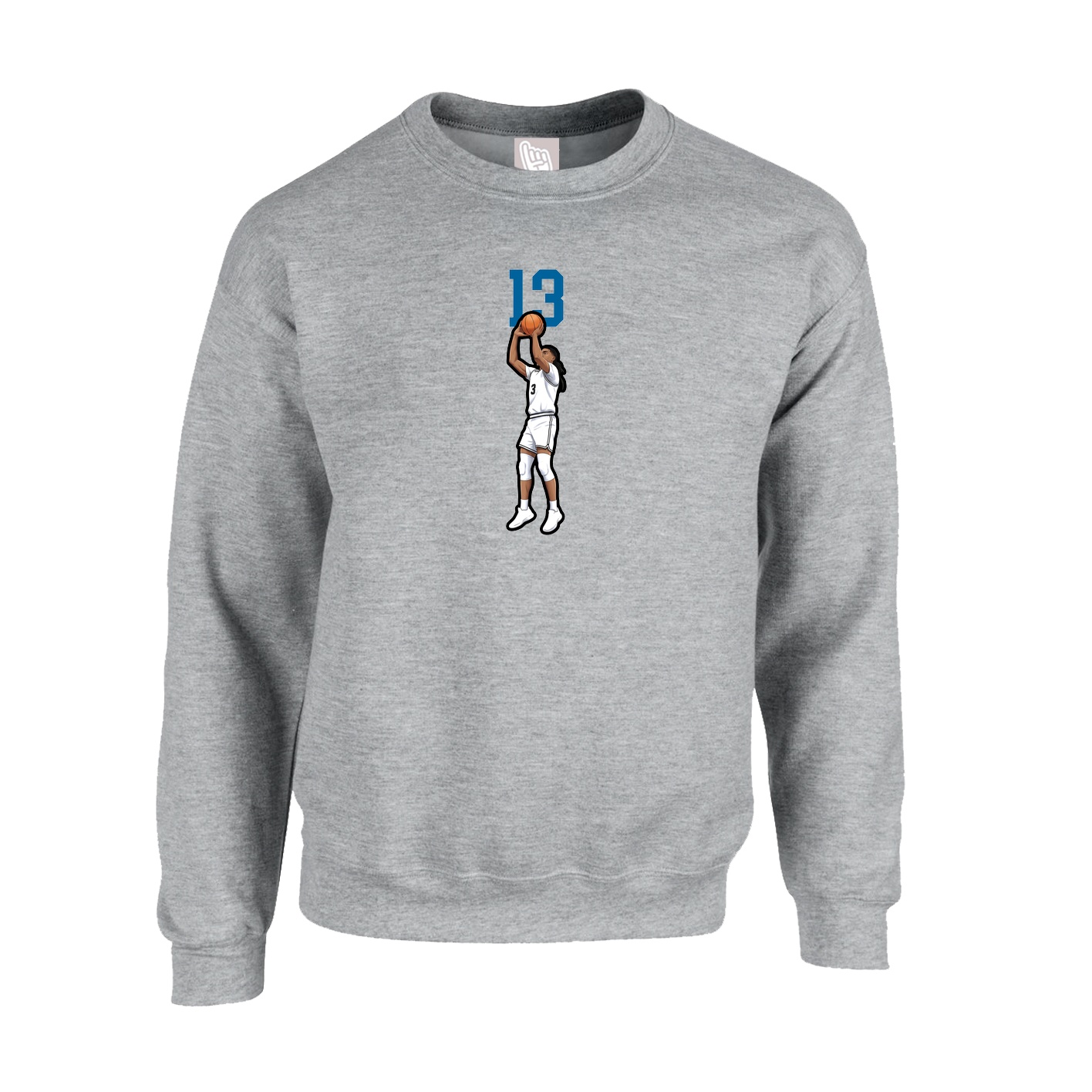 Fleece Crew — Number Top in Grey