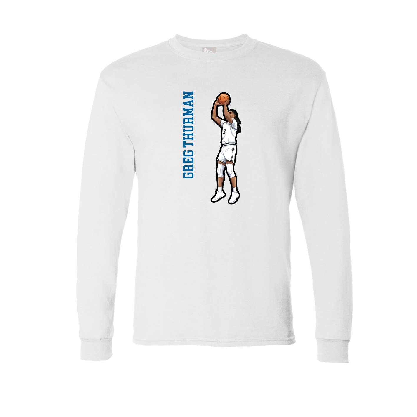 Long Sleeve Tee — Name Vertical in White