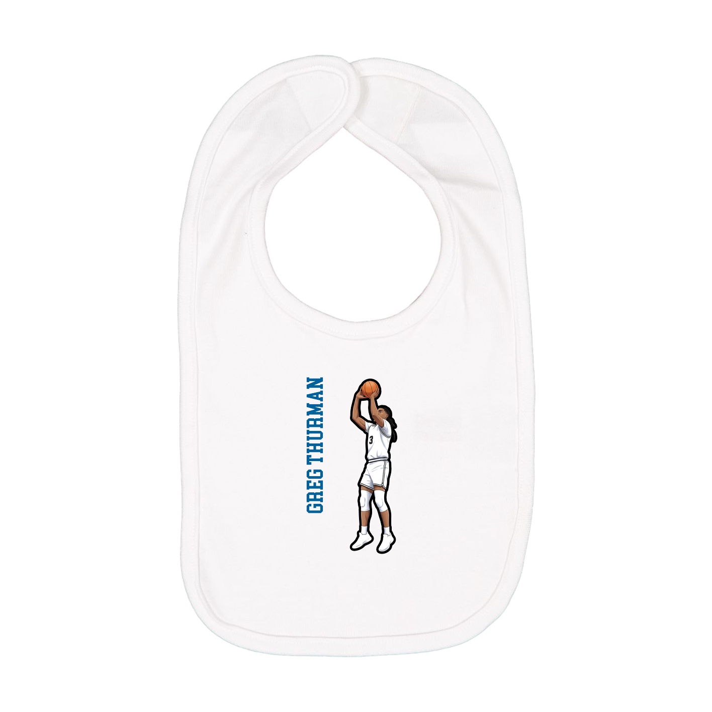 Infant Bib — Name Vertical in White