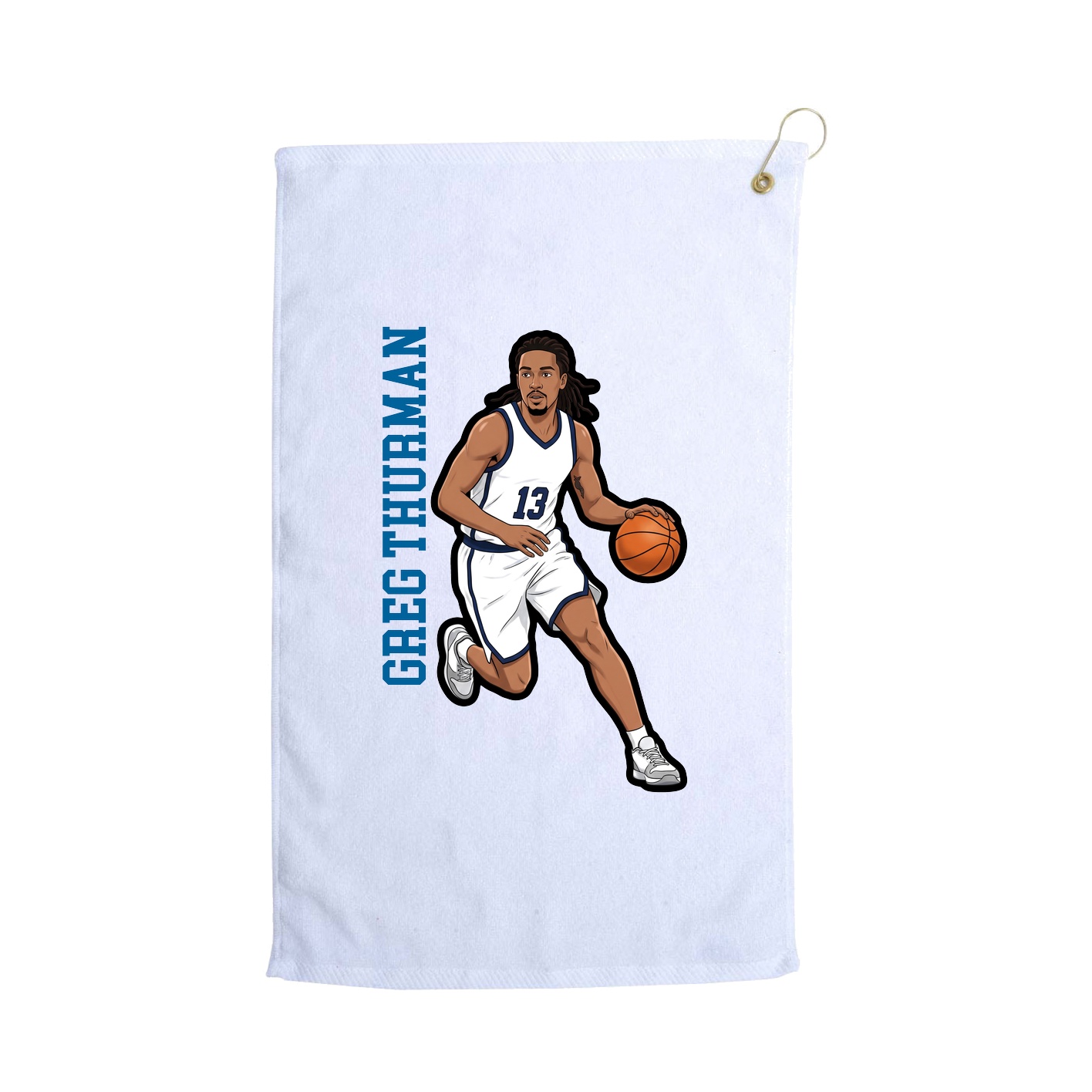 Golf Towel — Name Vertical in White