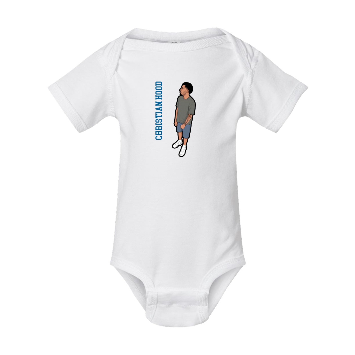 Baby Onesie — Name Vertical in White