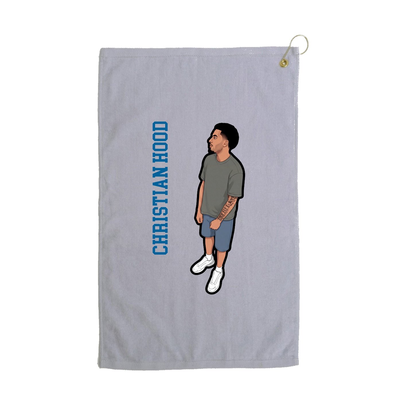 Golf Towel — Name Vertical in Grey