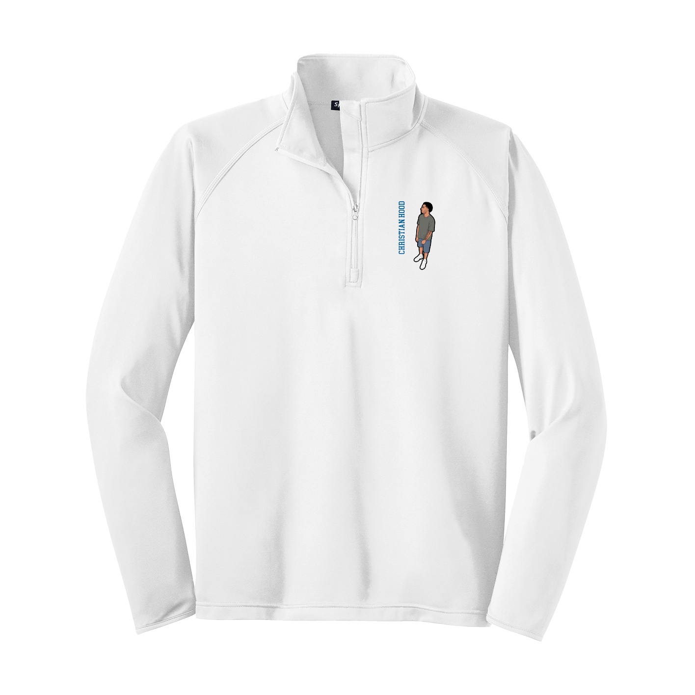 Q-Zip Pullover — Name Vertical in White