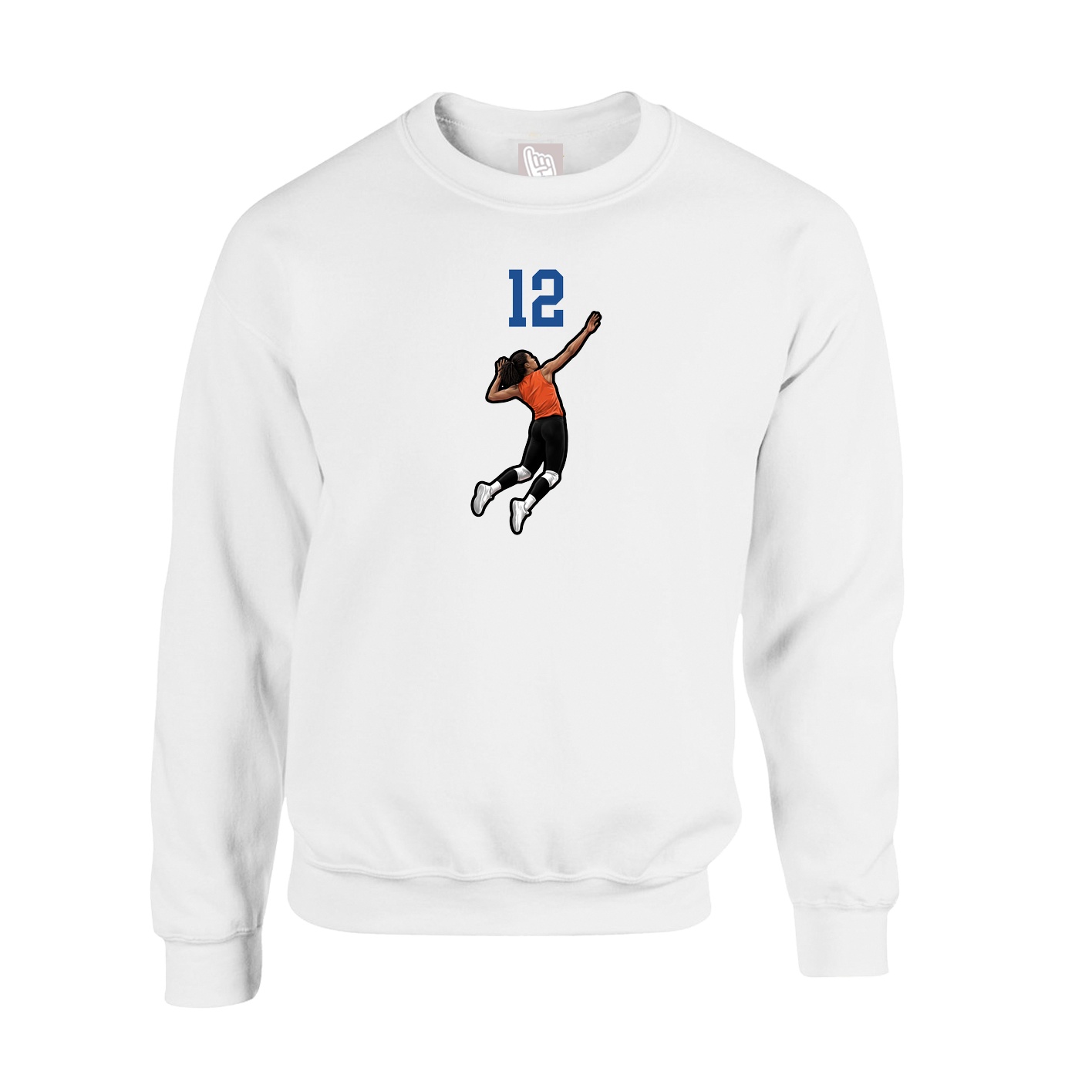 Fleece Crew — Number Top in White