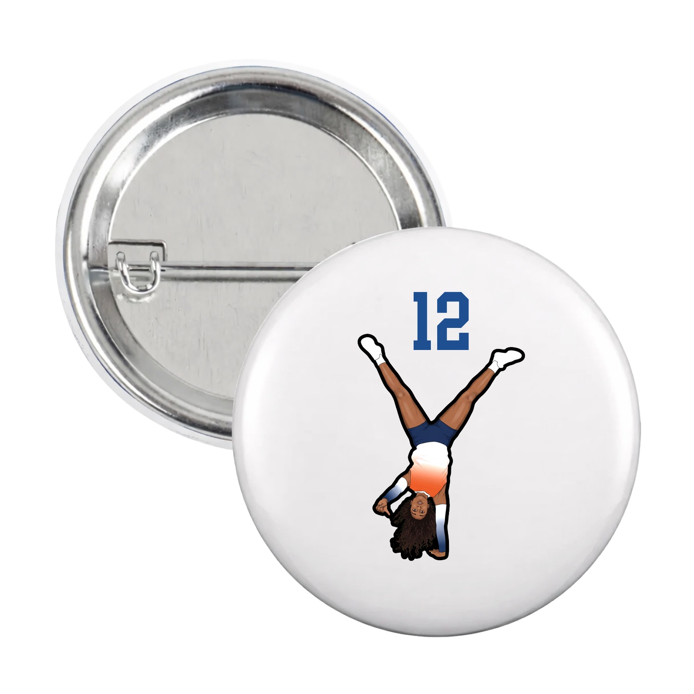 Game Day Button — Number Top in White