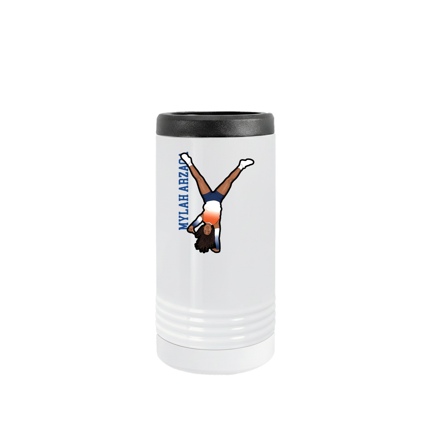 Slim Beverage Holder — Name Vertical in White
