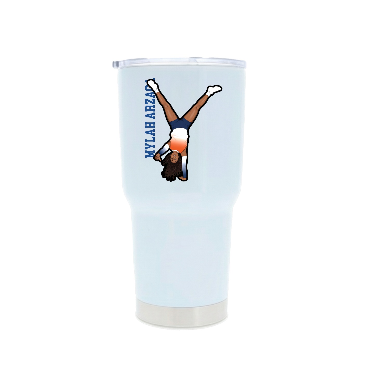 30oz Stainless Steel Tumbler — Name Vertical in White