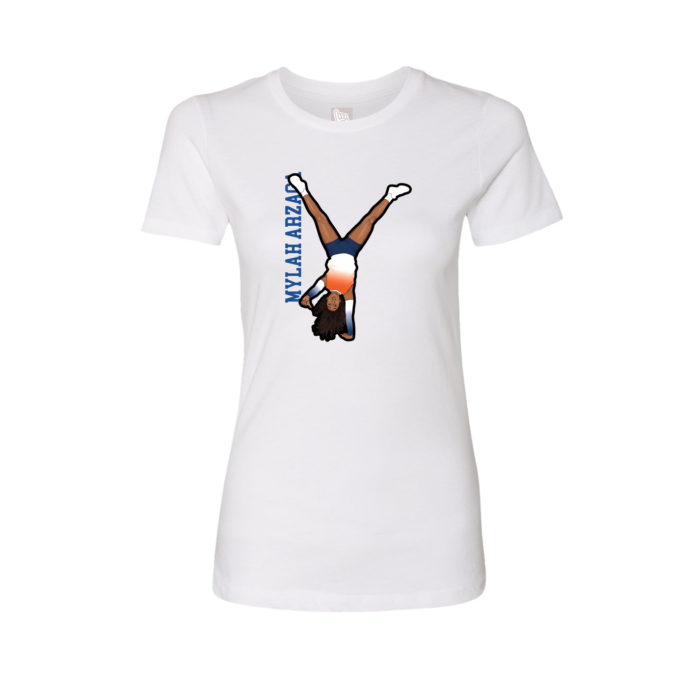 Fitted Women's Tee — Name Vertical in White