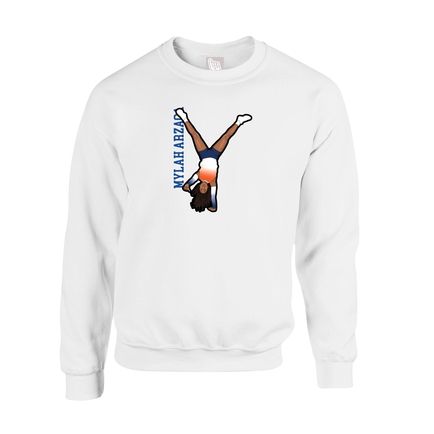 Fleece Crew — Name Vertical in White