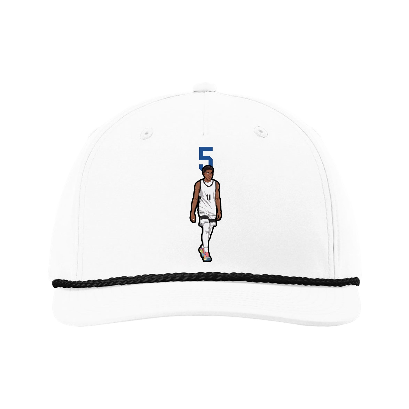 Five-Panel Classic Rope Cap — Number Top in White
