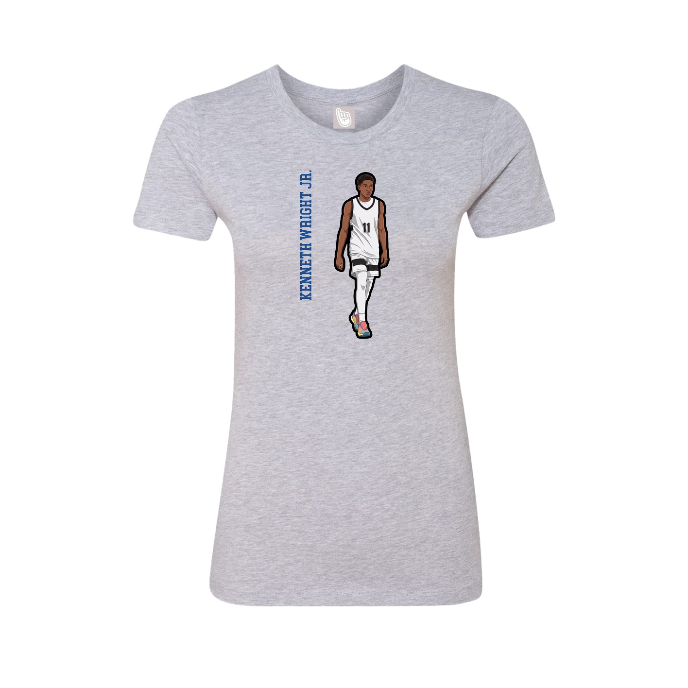 Fitted Women's Tee — Name Vertical in Grey