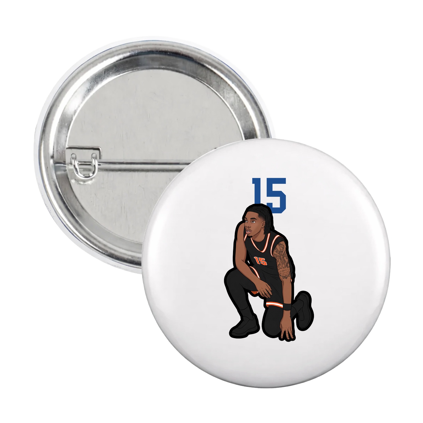 Game Day Button — Number Top in White