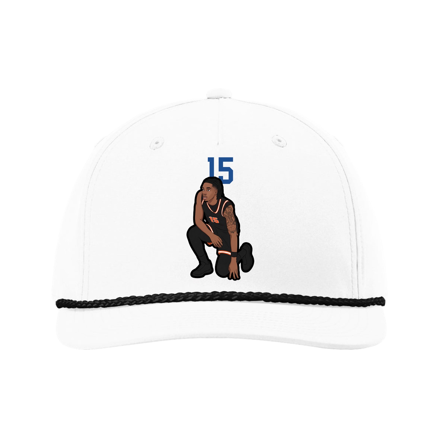 Five-Panel Classic Rope Cap — Number Top in White