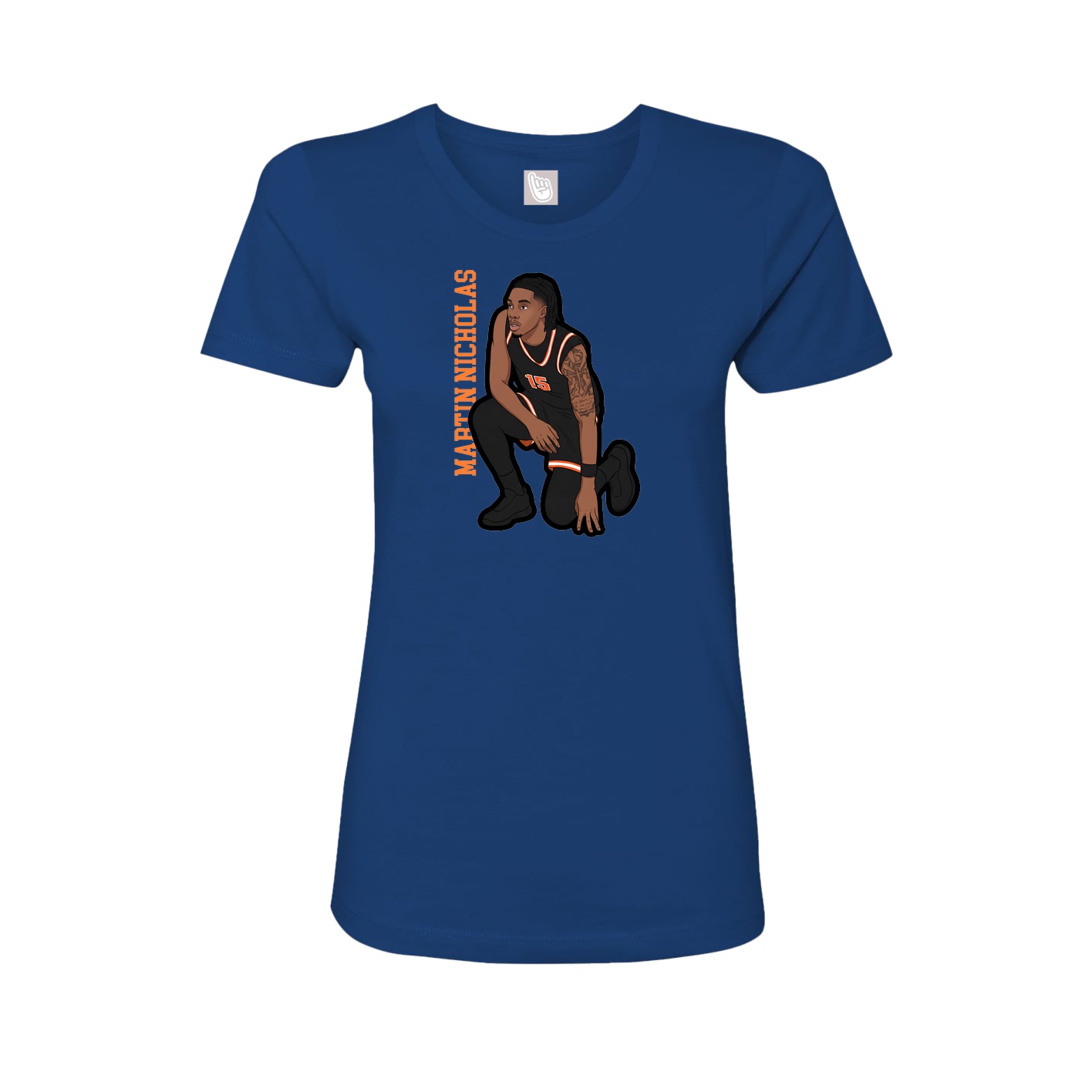 Fitted Women's Tee — Name Vertical in Royal