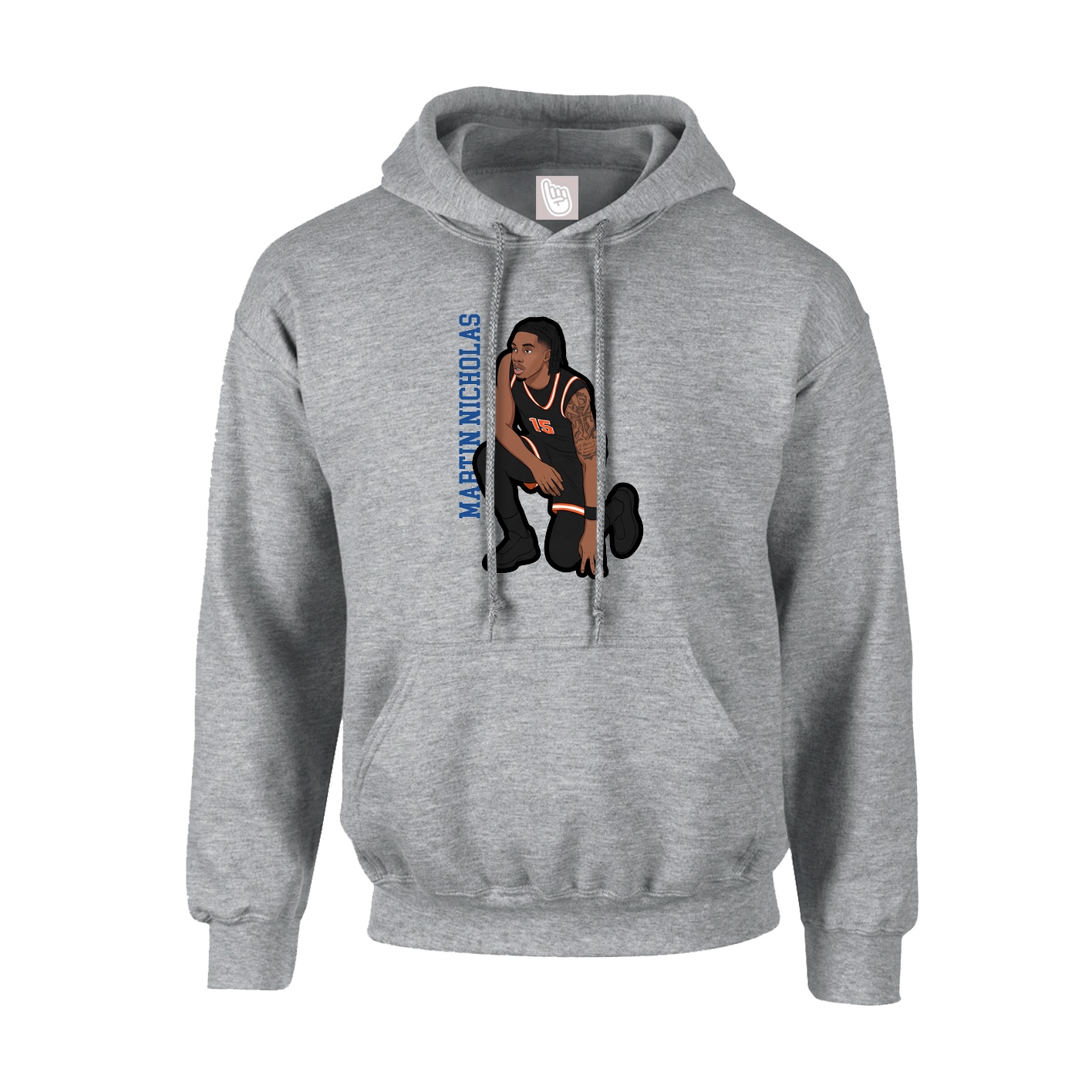 Youth Hoodie — Name Vertical in Grey
