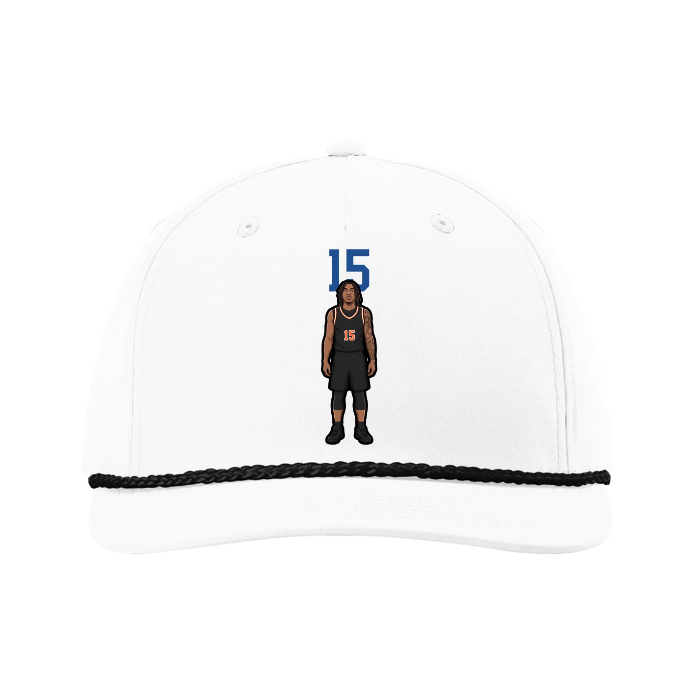 Five-Panel Classic Rope Cap — Number Top in White