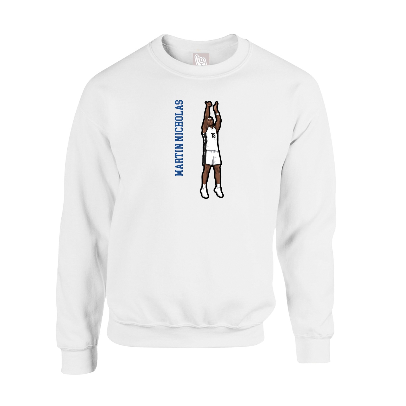 Fleece Crew — Name Vertical in White