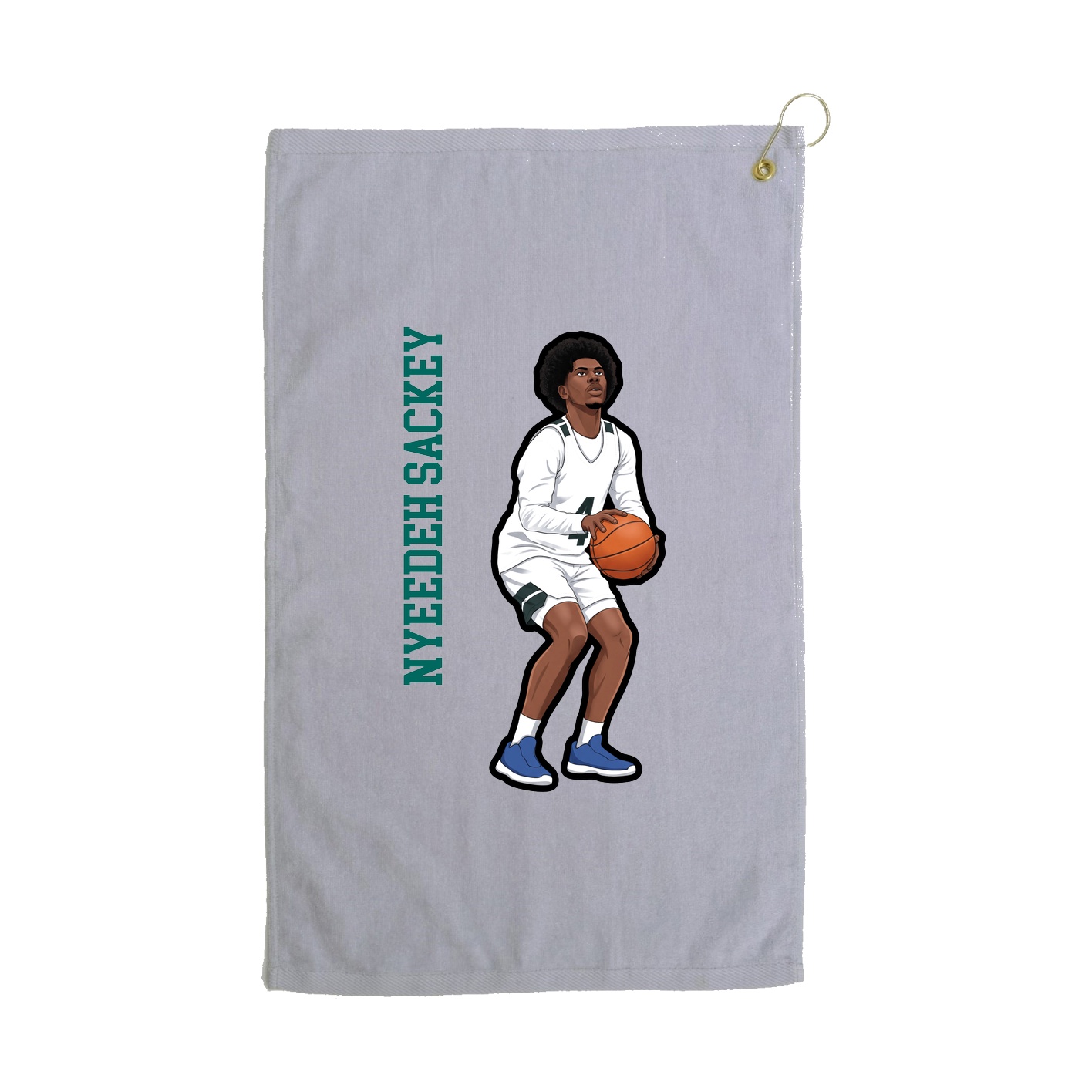 Golf Towel — Name Vertical in Grey